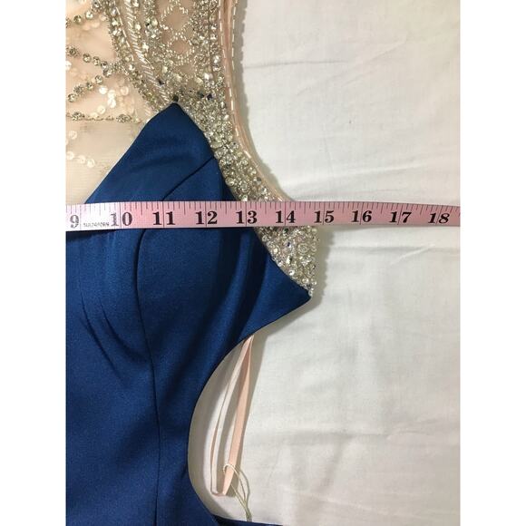 ASPEED SZ S teal silver backless hand beaded cutout mermaid maxi gown NWT B164 - Picture 8 of 12